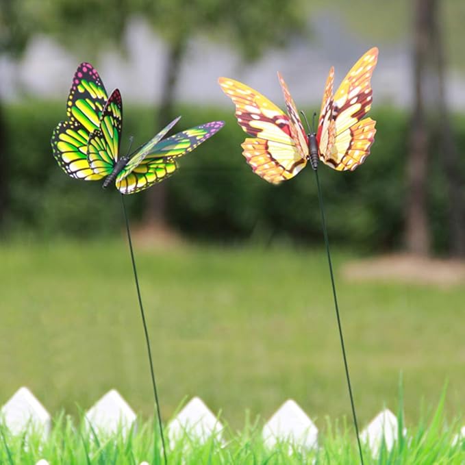 TOYANDONA 12PCS Butterfly Stakes - 11.4 inch Waterproof Butterfly Garden Decorations Artificial Butterflies for Indoor Outdoor Yard Patio Plant Pot Flower Bed Flower Bouquet Home Decor (Random Color)