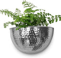 Allegorie Metal Wall Planter | Indoor or Outdoor Hanging Plant Pot | Farmhouse Decor & Boho Kitchen Decoration for Herbs & Succulents 12x7 (Silver)