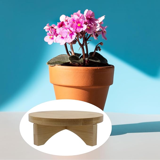 Oedema 6 Inch Indoor Plant Stand Round Solid Wood Flower Stand Mid Century Modern Plant Stand for Displaying, Small Plants, Desktop, Office & Home Decor, 6.02inch/153mm