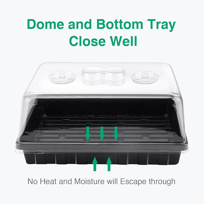 [Thick Plastic] 5-Set Strong Seed Starter Trays with 5" Humidity Domes for Seed Starting, Germination, Seedling Propagation & Plant Growing, Holds 240 Cells in Total