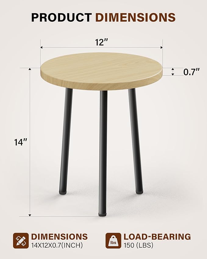 Plant Stand for Indoor 2 Pack: Plant Table 14inch Wooden & Metel Heavy Duty Plants Stool - Mid Century Modern Design for Bedroom/Living Room/Patio/Garden