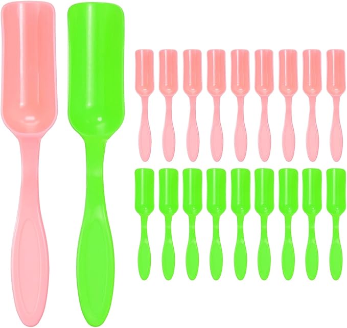 M METERXITY 20-Pack Mini Gardening Shovel Spoons, Plastic Garden Soil Scoops for Cultivation Digging Transplanting/Flower Planting/Plant Succulent, Colorful Small Gardening Tools [Pink, Green]