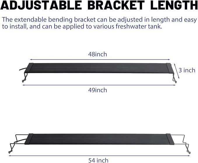 WaterRebirth Wireless Remote Full Spectrum Aquarium LED Light Strip - Ultra-Thin Design with Timer & RGB Modes for Fish Tank Plants (48-54INCH)