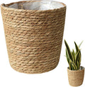 Beavorty Vintage Decor Seagrass Planter Hand Woven Straw Flower Pot Farmhouse Plant Basket with Plastic Liners Rustic Plant Containers Succulent Pot for Indoor Outdoor Room Decor Home Decor