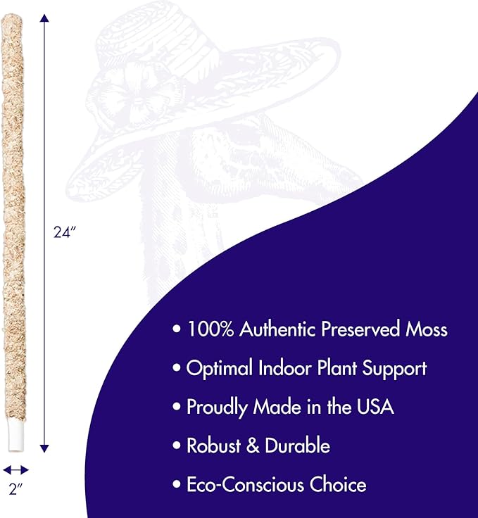 SuperMoss 22211 Sphagnum Moss Pole Long Lasting Climbing Stake for Monstera and Pothos Indoor Plants, Blond