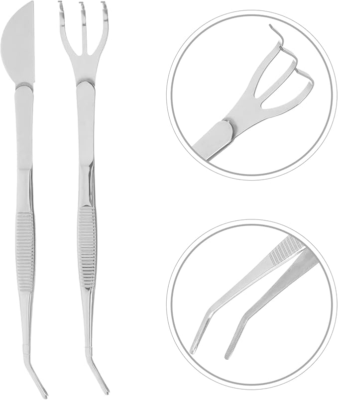 GANAZONO Bonsai Tool Set with Precision Tweezers Rake and Moss Spatula 8.66 Inch Stainless Steel Gardening Tools for Miniature and Potted Plants Care