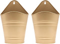 Hosley Set of 2 Gold Wall Planter with PVC Linner 6.25" L x 4" W x 10" H, Ideal Gift for Floral Arrangements Wedding Home Office Party DIY Indoor Outdoor Garden Patio