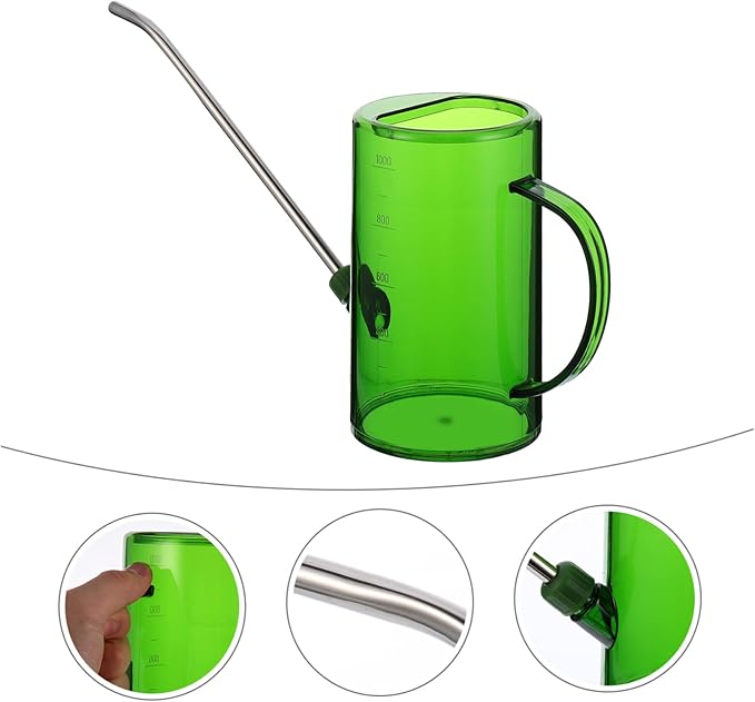 VOSAREA Stainless Steel Long Spout Watering Can for Outdoor Plants 1.5L Sprinkling Kettle Removable Nozzle for Succulents and Garden Use