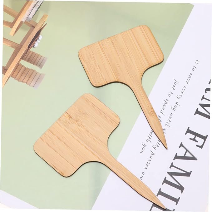 Kisangel 40pcs Thicken Bamboo Plant Labels Square Style Mini Decors for Seedling Boxes Easy to Use Garden Markers for Herbs Flowers and Vegetables