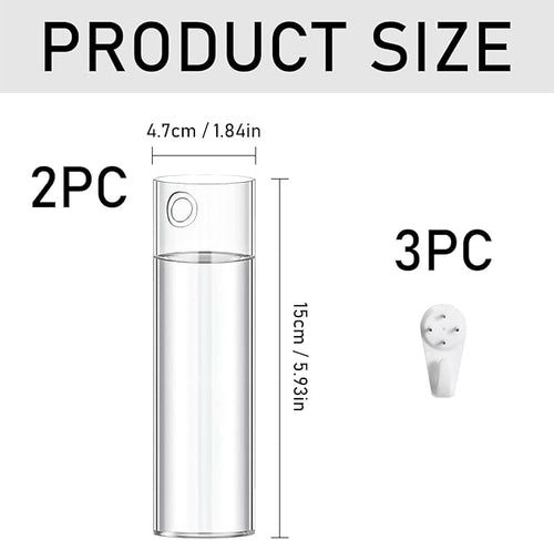 2 Pack Wall Mounted Glass Vase Set with Hooks High Borosilicate Transparent Hanging Flower Vase for Home Decor Dining Table
