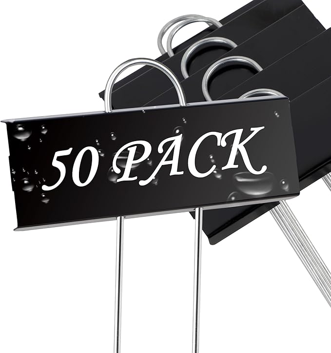 FORUP Metal Plant Labels, 50 Pack Garden Label Markers, Weatherproof Garden Stake Tags, Reusable Planting Gardening Markers, Black