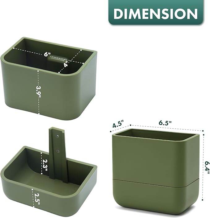 Phoenix Vine 6.5 Inch Wall Mounted Self-Watering Planter Pot for Indoor Houseplants and Herbs | Hanging Planter for Window Sills, Bathroom Walls, Home & Office Décor, Olive, Set of 3, 01-C-F-3