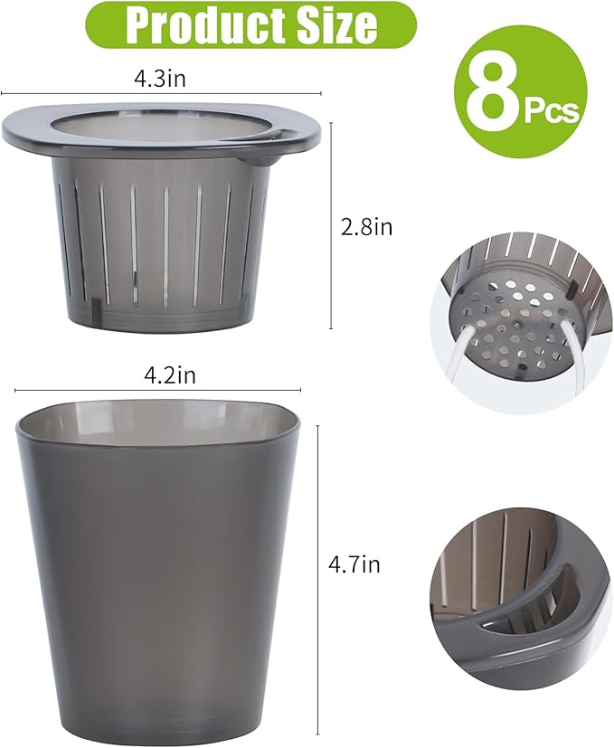 Oliz Self Watering Planter 8 Pcs,4.3 Inch Flower Plant Pot with Inner Pot, Indoor Self Watering Planter Pot for Herbs, Flowers