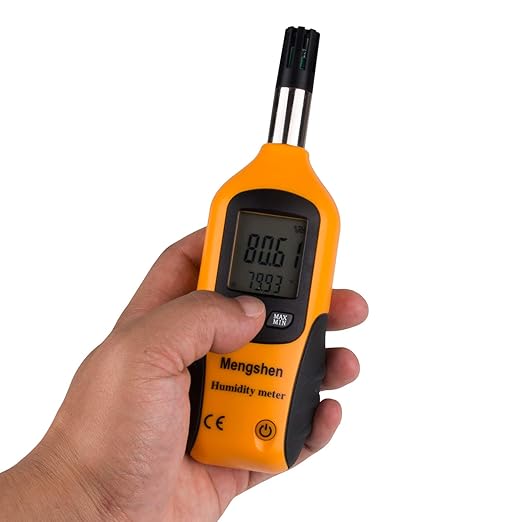 Mengshen Digital Psychrometer - Handheld Temperature and Humidity Meter Gauge with Dew Point and Wet Bulb Temperature - Battery Included