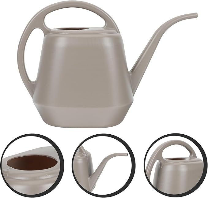 Toyvian 4l Long Spout Watering Can for Indoor Garden and Outdoor Plants Thickened Plastic Watering Pot in Coffee Color Large Capacity for Flowers and Succulents