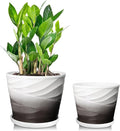Ceramic Plant Pots,6.7 + 5.5 Inch,Ceramic Flower Pots,Planters with Drainage Hole and Saucer,Planters for Indoor Plants(Dark Gray+White)