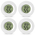 4-Pack Mini Hygrometer Thermometer Digital Humidity Meter Indoor/Outdoor Humidity Monitor with Temperature Sensor for Reptile Terrariums, Jars - Fahrenheit/Celsius White