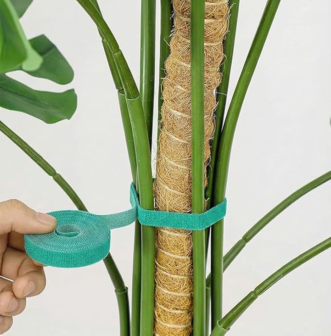 UNCO- Bendable Moss Pole Monstera Plant Support, 48 Inch, 2 Pack, 10 Feet Plant Ties, Moss Poles for Climbing Plants and Monstera Trellis
