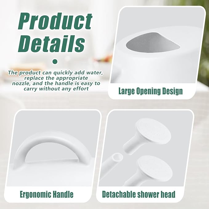 Indoor and Outdoor Watering Can - Long Spout -1/2 Gallon (64oz) - White