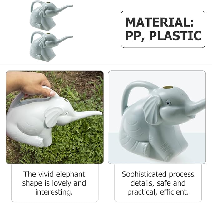 Lurrose 2pcs Long Spout Watering Can Set Elephant Design Watering Pot for Indoor and Outdoor Plants Household Garden in Blue