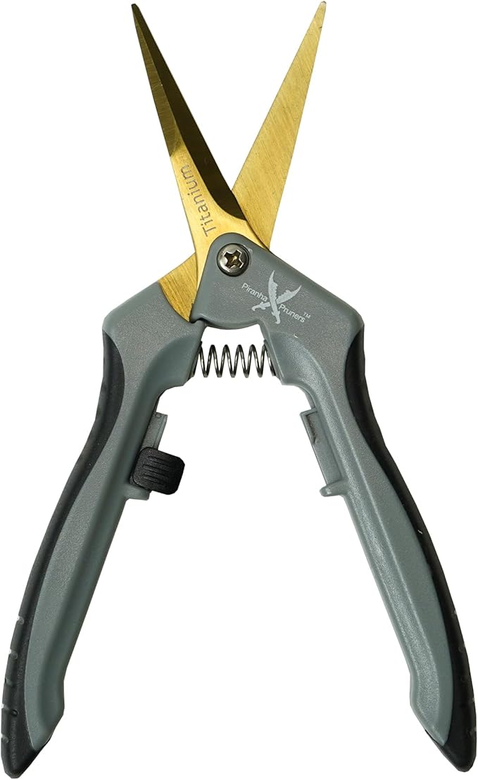 Piranha Pruner Trimming Scissors Garden Shears, Plant Trimmers, Gardening Hand Tools, Curved Titanium Blade