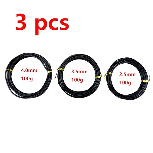 Antrader Bonsai Training Wire Set,Anodized Aluminum Wire 2.5mm/3.0mm/4.0mm Training Wire for Bonsai Trees,3 Sizes/100g,Black