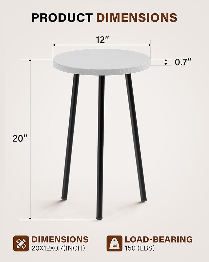 Plant Stand Indoor 2 Pack: Corner Wood 20 Inch Plant Stand Mid Century Modern Decor - Small Round Plant Table for Indoor Plants - Outdoor Plant Holder for Patio Living Room Bathroom Office (White)