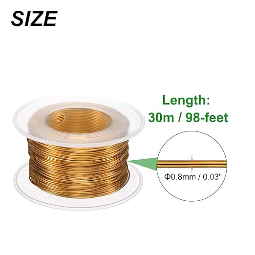 HARFINGTON Bonsai Wire Anodized Aluminum Training Wire Roll 0.8mm Gauge 98ft Length Bendable Bonsai Tree Kit for Garden, Horticulture, Landscape, Planting, Golden