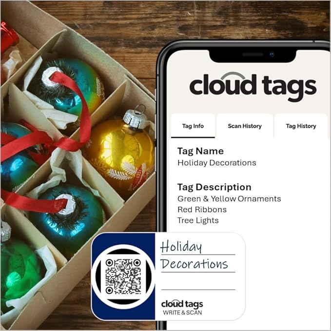 Cloud Tags - Programmable QR Code Stickers | Pack of 24 | Write, Scan & Store | No App or Subscription Needed | Multipurpose, Secure, and Easy-to-Use Tags for Organization, Lost & Found, and More