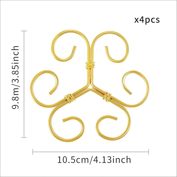 4Pcs Gold Plant Stem Support, Stable Support Stakes for Plants Stabilize, Outdoor & Indoor & Garden Plant Stakes for Healthy Growth (Flower Shaped Bracket B)