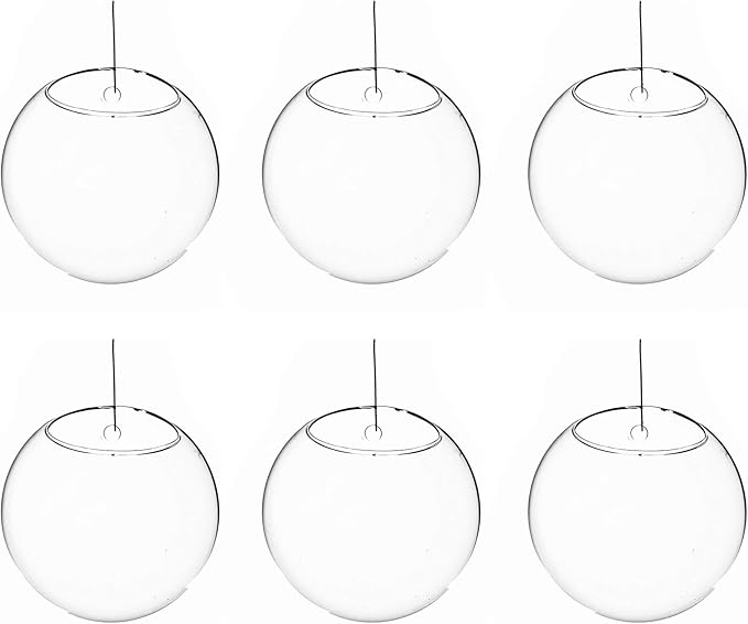 WGV Wall Hanging Planter Terrarium Bulk, Diameter 5", Clear Mounted DIY Succulents Air Glass Floral Container Vase, Tea Light Votive Candle Holder for Decoration 6 Pieces