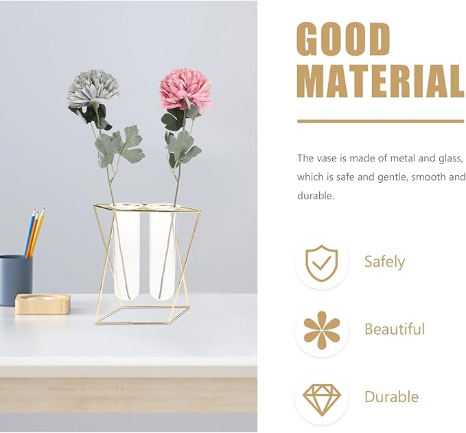 Hanging Hydroponic Plant Container Geometric Glass Vase for Indoor Office Decor Chic Wall-Mounted Planter with Shelf for Use