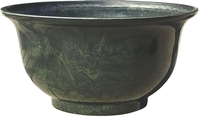 Classic Home and Garden Venetian Deep Bowl 12.5" Planter, Green Granite