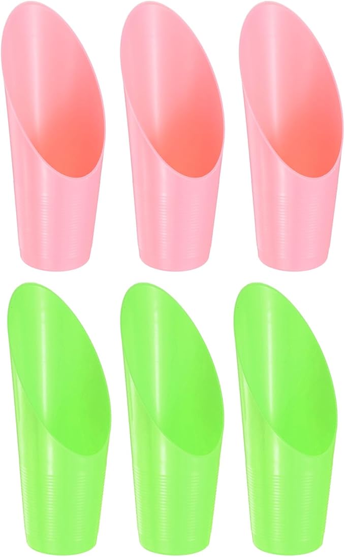 M METERXITY 6-Pack Bonsai Soil Scoops, Plastic Garden Soil Scoops Bucket Shovel Potting Scoopers for Transplanting/Flower Planting/Plant Succulent, Colorful Small Gardening Tools [Green, Pink]