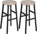 MAHANCRIS Bar Stools, Set of 2 Round Bar Chairs with Footrest, 28 Inch Kitchen Breakfast Bar Stools, Industrial Stools, Easy Assembly, for Dining Room, Kitchen, Greige BAHG02701