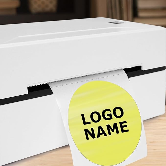 Yellow Circle Thermal Labels Vinyl 3 Inch Self-Adhesive Round Stickers Roll Waterproof Printer Decals Name Tag for QR Code DIY Office Address 500 PCS