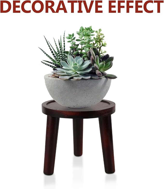 Milisten Wooden Plant Stand Indoor Potted Plant Riser Small Bonsai Display Holder 5.90X5.90X5.51 Inches Space-Saving Home Office Dorm Decor
