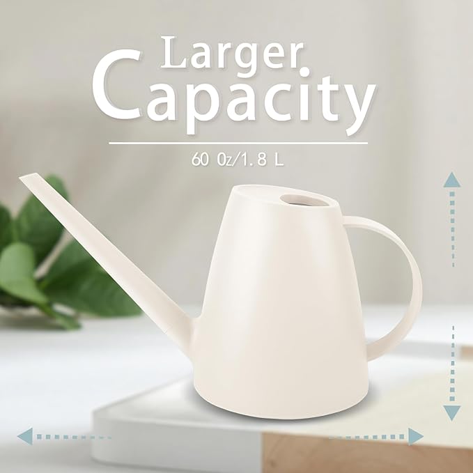Watering Can for Indoor Plants, Small Watering Cans for House Plant Garden Flower, Long Spout Water Can for Outdoor Watering Plants 1. 8L 1/2 Gallon (White)