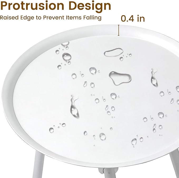 Plant Stand Indoor Outdoor, 11'' Round Black Mid Century Single Plant Table, 3-Leg Small Metal Plant Holders Flower Pot Stand, Modern Round Small Side End Table with Raised Design (White)