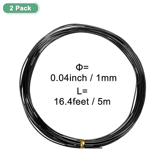 M METERXITY 2-Rolls 1mm Bonsai Training Wire, 32.8 Feet Total Anodized Aluminum Bonsai Wires for Bonsai Tree Shaping/Branches Fixing/Trunk Holding/DIY Crafting [16.4ft Each, Black]