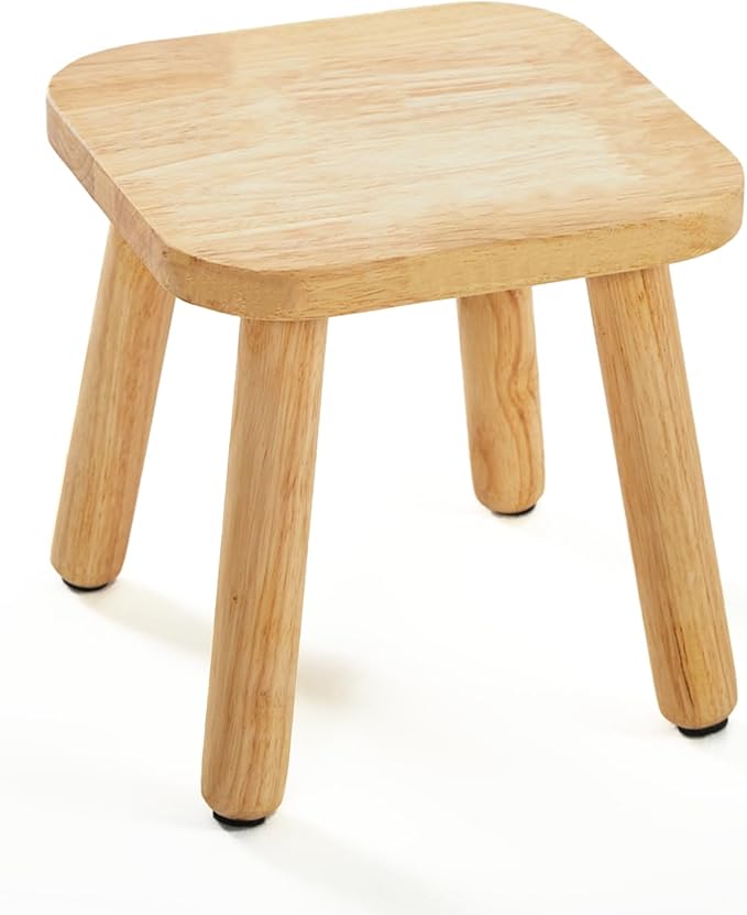 Frogprin Solid Wooden Step Stool for Kids Adults, Short Chair Toddlers Plant Stool, Kids Stool Perfect Matched Sensory Table, Multi-Purpose Sitting for Kitchen Playroom Bathroom Bedroom (1 Pack)