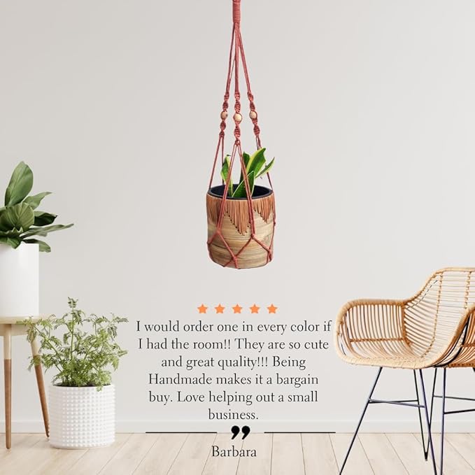 Macrame plant hanger 3ft beaded plant hanger for pots 4-8” for live plants indoor and outdoor decor hanging plant holder Boho décor Plant stand indoor Hanging planter for plant pots (Cafe Latte)