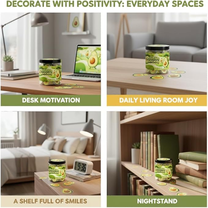Positive Avocado Jar with 60 Daily Affirmation Cards, Emotional Support Avocado Decor, Gift for Women and Teens, Inspirational Mental Health Jar for Friends Seeking Good Luck and Encouragement