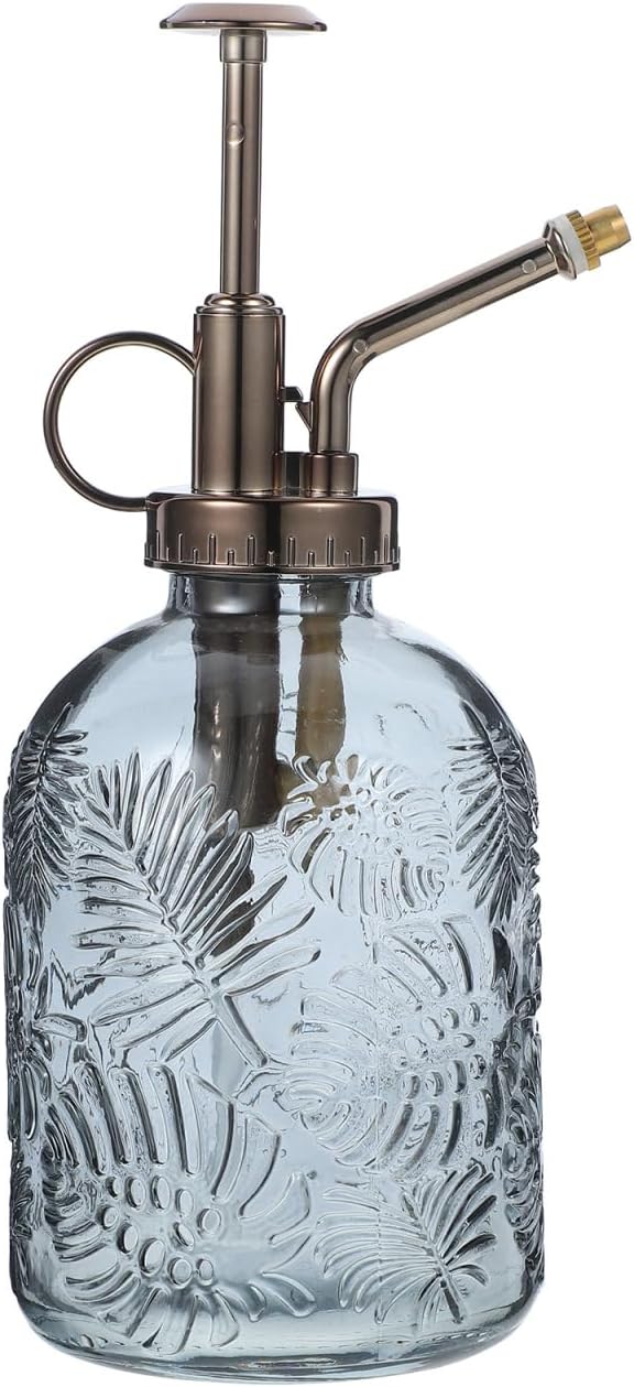 Yardwe Vintage Glass Plant Mister Spray Bottle, 350ml Indoor Watering can with Antique Bronze Pump, Small Garden Sprayer for Houseplants, Succulents, and Flowers (Copper)