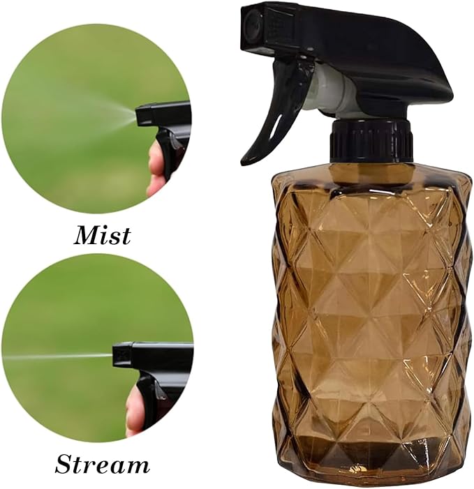 Glass Plant Mister Bottle, 12oz Handheld Refillable Leak Proof Water Spray Bottle, Brown Watering Can with Adjustable Nozzle for Indoor Plants, Spring Gardening,Cleaning, Hair, Pets Care