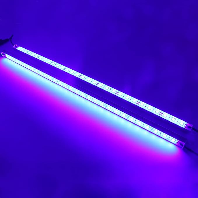 LEDENET 440nm Blue Waterproof LED Grow Light Strips, 12V DC Aquarium LED Strip Aluminum Lighting, 2 pc 20" Blue Boat Rigid LED Lights Strips, Marine LED Lights Bar