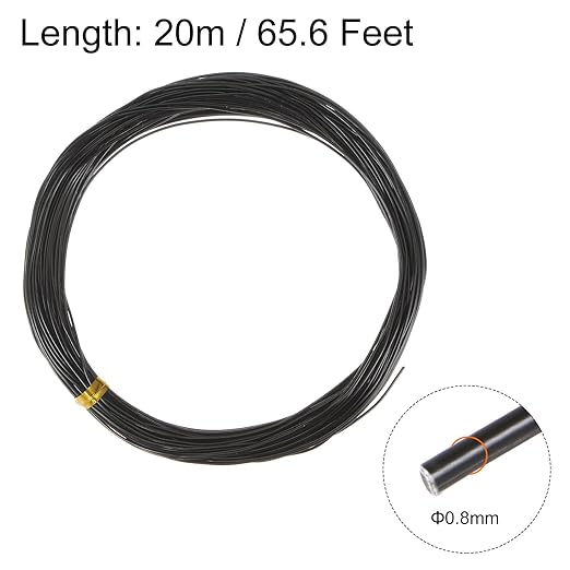 HARFINGTON Bonsai Training Wire 0.8mm Total 20mm 66 Feet Anodized Aluminum Wire Corrosion Resistant Garden Wire for Plants Bonsai Trees Shaping Bending Indoor, Black