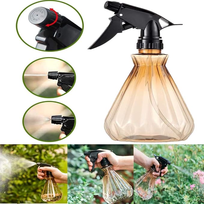 Yrzper Watering Can for Indoor Plants, Plant Mister Spray Bottle with Detachable Nozzle for Plants,Succulents, Garden Flowers Mist Small Modern Translucent Sprayer Bottle for Bonsai Plants (Brown)