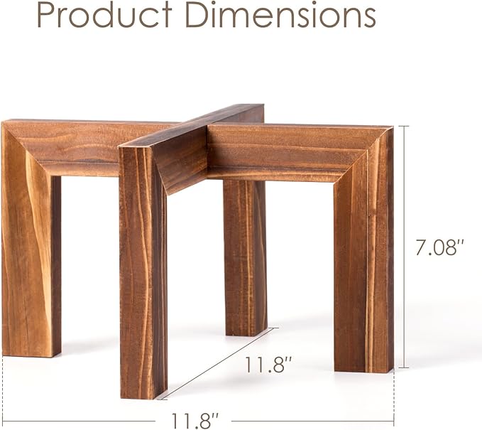 Leaf&lull Plant Stands for Indoor Plants Farmhouse Round Wood Plant Pedestal Decorative Wooden Display Rack Heavy Duty Flower Planter Base for Tabletop Corner Walnut 3 Pack