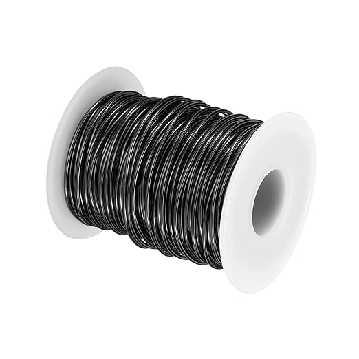 HARFINGTON Bonsai Wire Anodized Aluminum Training Wire Roll 1.5mm/15 Gauge 98ft Length Bendable Bonsai Tree Wire for Garden, Horticulture, Landscape, Planting, Black